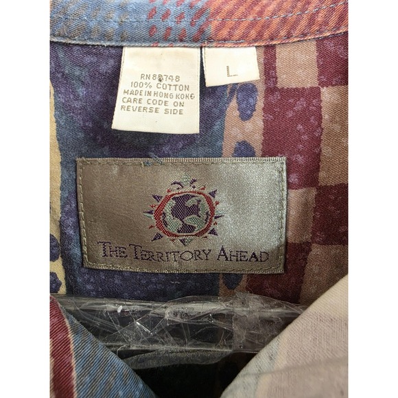 Vintage The Territory Ahead Shirt Mens Large‎ Multicolor Southwestern Cotton 90s - Picture 2 of 7